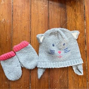 Mini Boden Kitty Hat and Mitten Set